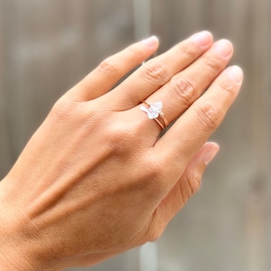 Herkimer Diamond Ring, Dainty Diamond Ring, Raw stone ring, Spiral Stackale Ring, April birthstone ring, Adjustable ring, Clear Crystal ring