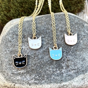 Cat necklace, black cat necklace, cat charm necklace, cat lover, jewelry for kids,children’s jewelry, girl’s necklace, kitten necklace,gold