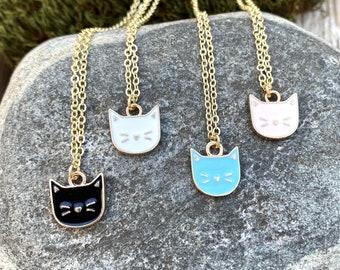 Cat necklace, black cat necklace, cat charm necklace, cat lover, jewelry for kids,children’s jewelry, girl’s necklace, kitten necklace,gold