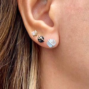 Raw Aquamarine earrings, blue crystal earrings, aquamarine stud earrings, raw peridot earrings, raw citrine, black tourmaline, rose quartz image 9