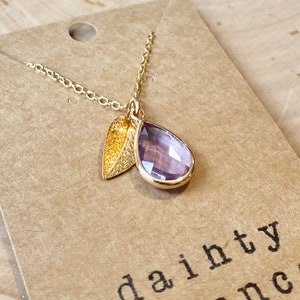 Mother’s day gift, personalized necklace, initial necklace, Birthstone necklace, amethyst  necklace, purple crystal necklace, gift for mom