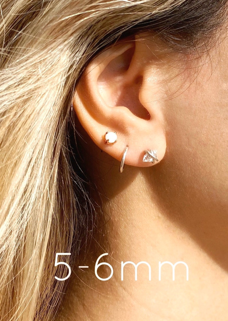 Clear Crystal earrings, Herkimer Diamond earrings, April Birthstone jewelry, Diamond stud earrings, raw crystal, raw diamond, dainty studs image 7