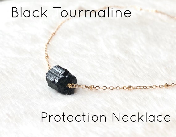 Raw Black Tourmaline Necklace Raw Stone Necklace Empath Protection Necklace Black Stone Necklace Healing Crystal Necklace Etsy