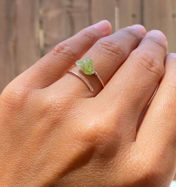 Raw peridot ring deals