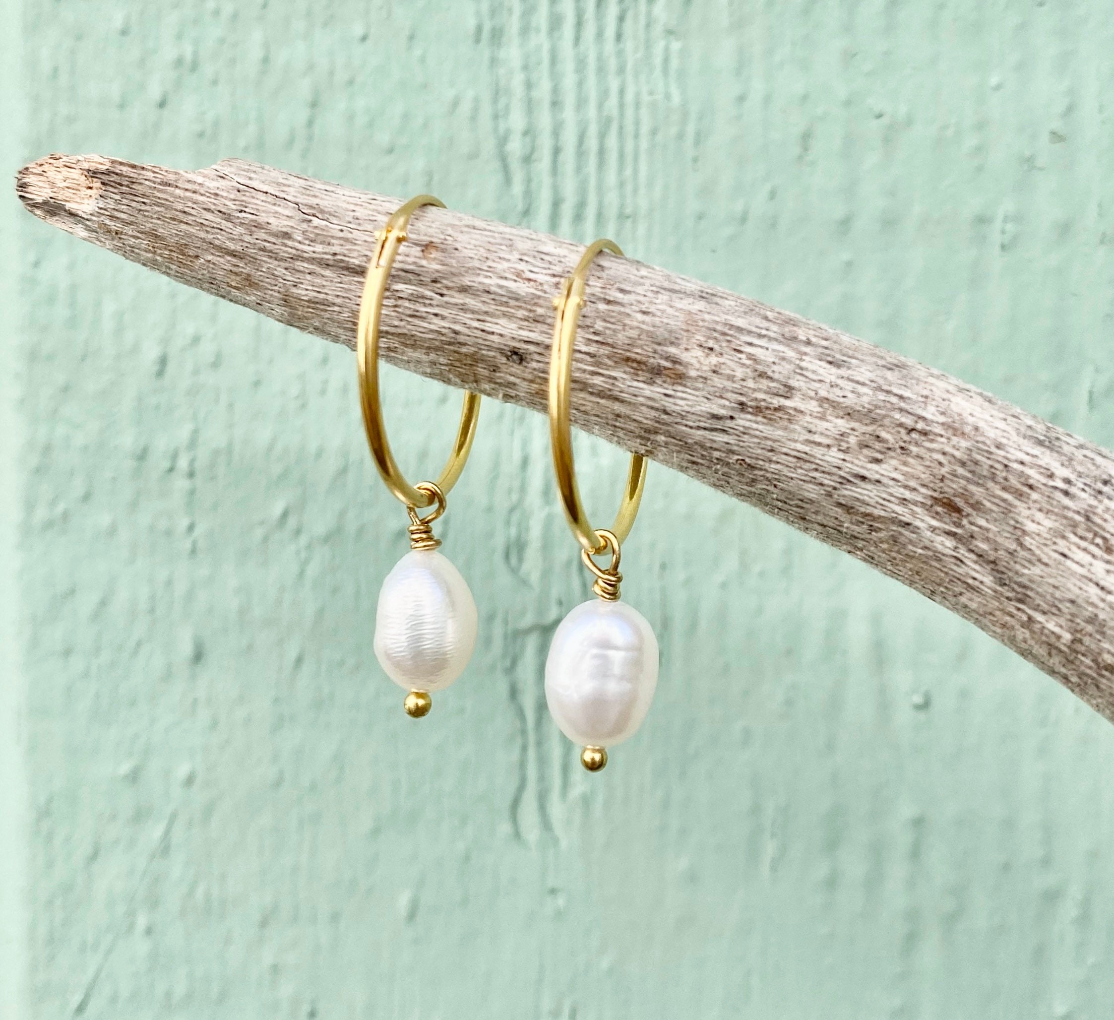 Pearl hoop earrings bridal earrings gold hoop earrings | Etsy