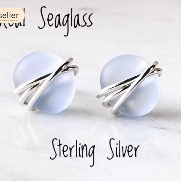 Sea glass stud earrings,sterling silver studs, pink crystal earrings, blue sea glass, peach sea glass, green sea glass, pink sea glass studs