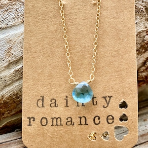 Blue Topaz Necklace, Blue crystal necklace, December Birthstone Necklace, Tiny Gemstone necklace, London Blue topaz, Christmas gift for her