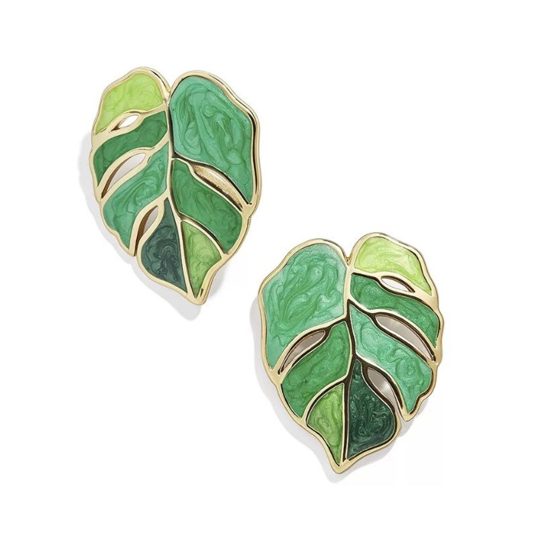 Monstera earrings Monstera leaf stud earrings tropical Etsy