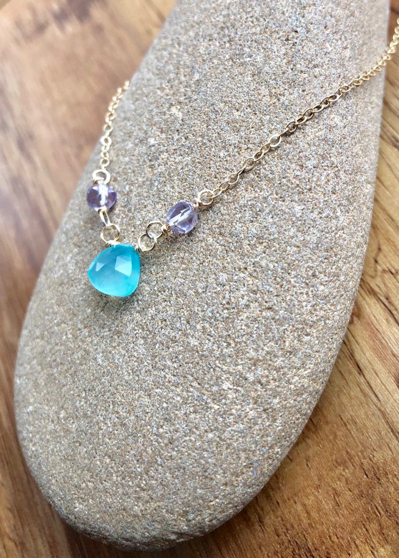 Long Turquoise and Blue Chalcedony Necklace main image 0