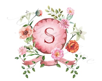 Pink floral crest ready for download