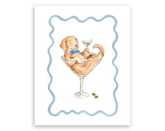 Male Labrador with a martini illustration (Digital download)