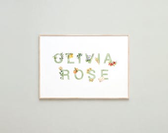 Custom Nursery Name Print | Baby Name Print | Cute Animals Nursery Decor | Personalised Nursery Wall Art