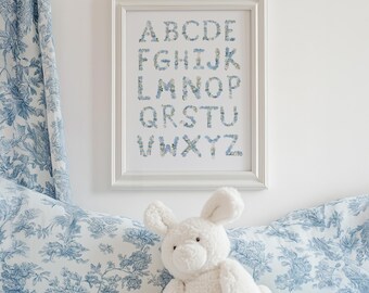 Floral Educational ABC Print | Alphabet Print | Grandmillennial Wall Decor | Modern Southern Art | Digital Download