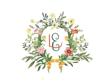Hand-Painted Floral Crest (Digital Download)