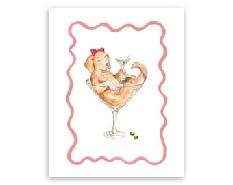 Female Labrador with a martini illustration (Digital download)