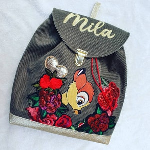 Sac à dos faon pour enfant brodé et personnalisable