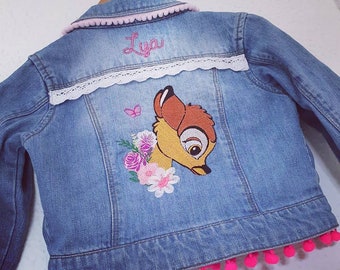 Anpassbare Kinder-Jeansjacke bestickte Disney-Figur (oder andere)