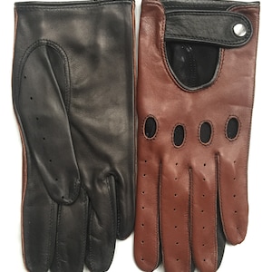 Black Brown Driving gloves/ leather gloves/ Italian soft leather/ mens gloves/ fancy gift/ gift for him/ gift/ Christmas gift