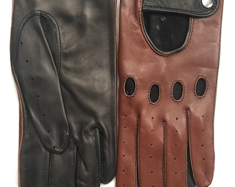 Black Brown Driving gloves/ leather gloves/ Italian soft leather/ mens gloves/ fancy gift/ gift for him/ gift/ Christmas gift