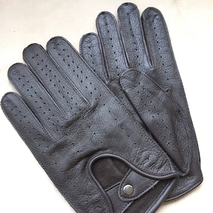 Men&#39;s driving  deerskin Leather Gloves,elegant style,Driving gloves,italian leather gift, sewn manually with, leather goods, Christmas gift