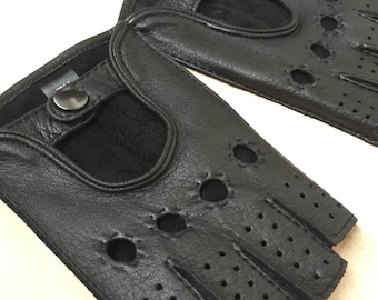 Fingerless driving gloves/ deerskin leather gloves/ gloves for him/bike rides/ leather gloves/ gift for him/driving gloves/ bicycle gloves