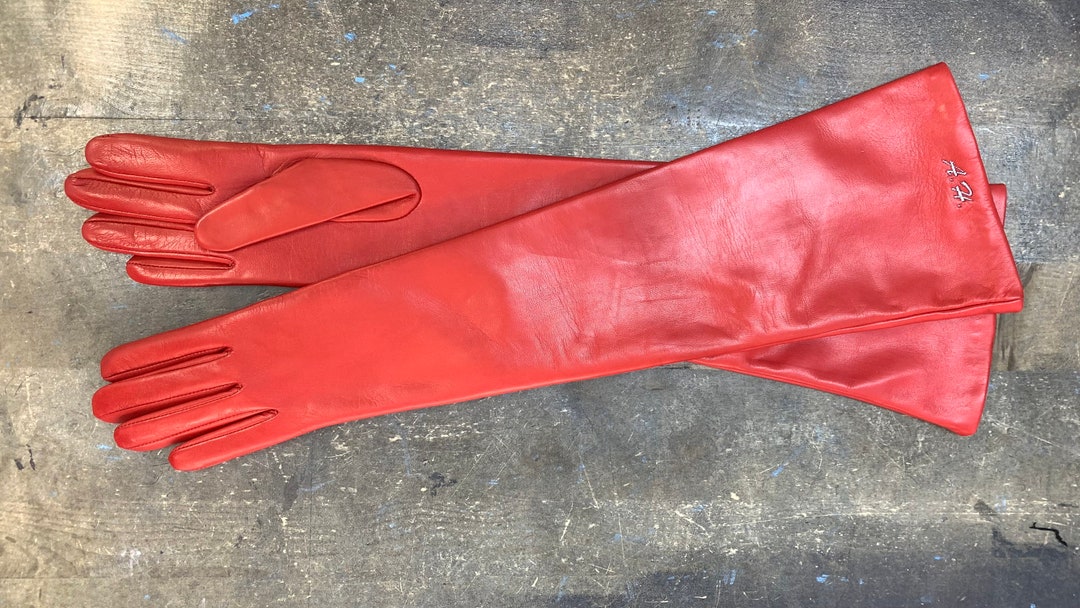 Leather Opera Gloves in Lemon main image 0
