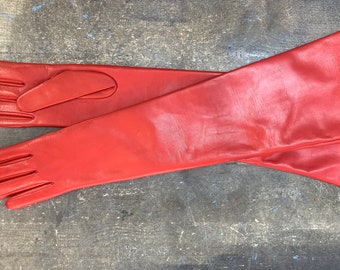 Red Long Leather gloves / Bespoke Opera gloves / leather gloves / Gloves for her / Ladies  extra-long gloves / Fashion gloves / Personalized