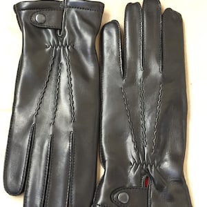 Men&#39;s leather gloves/ black leather gloves/ Italian leather gloves/ fancy gift/ gift for him/ boyfriend gift/ winter gloves/ glamour style