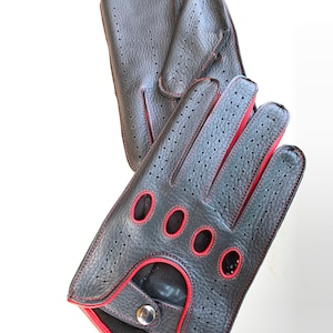 Deerskin driving gloves/ elegant style/ driving gloves/ gift for him black gloves/ black and red/ driving gloves/ Christmas gift