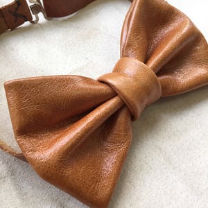Men&#39;s leather bowtie/ cognac color bow ties/ suit accessory/ formal wearing for boys/casual/ for him/ valentines-day bowtie/ Wedding bowtie