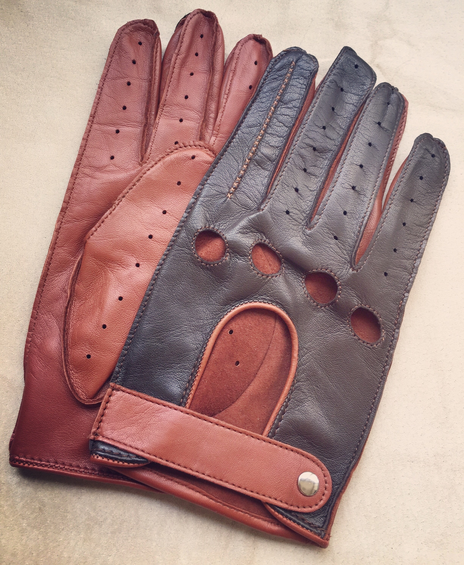 New Men's Driving Gloves/ Italian Napa Leather/ Twotone Etsy