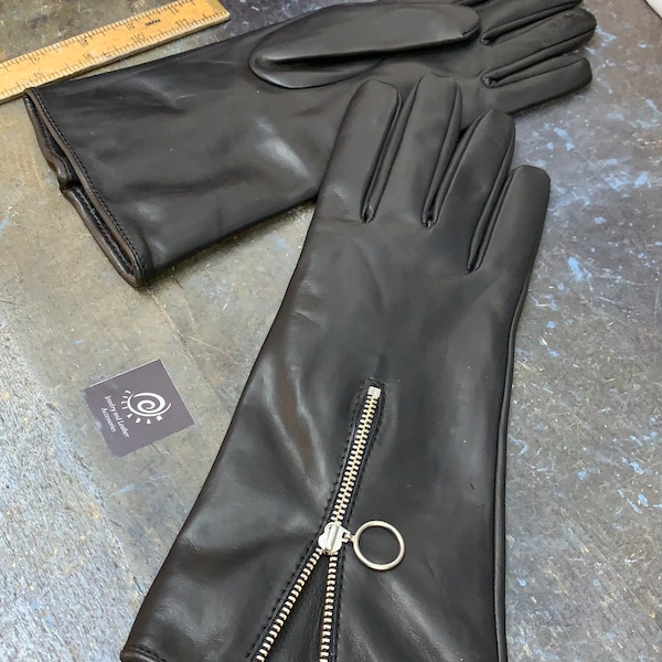 Men's Zip gloves/ black leather gloves/ Italian leather gloves/ car gloves/ gift for him/ boyfriend gift/ winter gloves/ glamour style