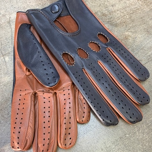 Accessoires Handschoenen & wanten Rijhandschoenen Deerskin Driving Gloves For Men Monza in Navy Blue Hand Genaaid 