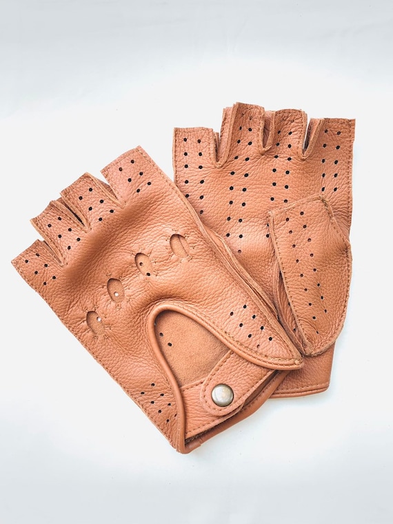 Men/'s Driving Leather Gloves Black White Deerskin Leather Perfect Gift