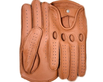 Guanti da guida da uomo in pelle/guanti in pelle di cervo/stile elegante/guanti da guida/regalo per lui/colore cognac/guanti in pelle di cervo/guanti da guida