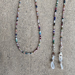 Summer Jewelry Bead Eyeglass Chain Tiny Tourmaline Jewelry Sunglass Holder Chain With Coloured Stones Glasses Strap Best Friend Gift
