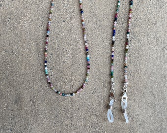 Summer Jewelry Bead Eyeglass Chain Tiny Tourmaline Jewelry Sunglass Holder Chain With Coloured Stones Glasses Strap Best Friend Gift