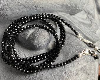 Natuurlijke zwarte spinelsteen lenzenvloeistof kralenketting voor vrouwen, koord voor maskerhouder, minimalistische sieraden, zonnebrilriem, lenzenvloeistofketting
