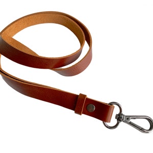 Leather lanyard with strong black hook. Personalized long lanyard. Custom Id holder leather lanyard