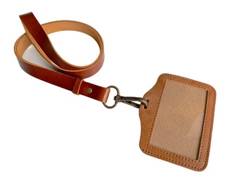 Brown Leather Lanyard With Id Holder Custom Lanyard With Your Text Logo Badge Lanyard Custom Lanyard Detachable Lanyard Key Chain Lanyard
