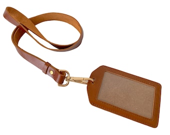 Brown Leather lanyard with id badge holder, Custom badge lanyard. lanyard for teacher. Cute leather lanyard for keys. lanyard keychain