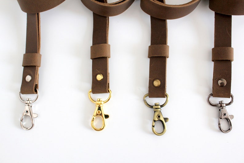 Brown leather lanyard Pocket lanyard Keychain Keyholder Etsy