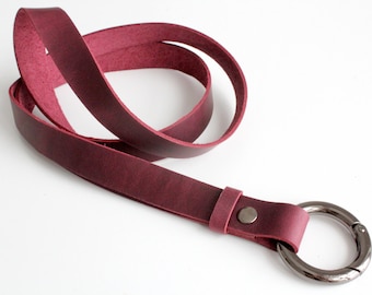 Marsala leather lanyard, womens keychain, lanyard for keys, leather keychain, cute lanyard, badge holder