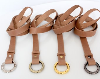 Brown Leather lanyard with strong black keyring