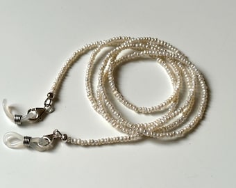 Real Freshwater Tiny Pearl Eyeglass Chain Pearl Glasses Holder Necklace Elegant Eyewear Strap Handmade Glasses Lanyard 925 Sterling Silver