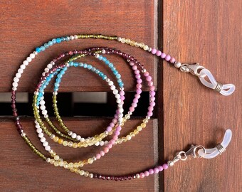 Mixed colorful gemstone sunglasses chain for women. Sunglasses Chain. Eyeglasses Chain. Eye glasses Chain. Christmas gift for her