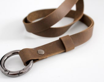 Leather badge lanyard. Custom detachable lanyard. Handmade leather lanyard. id badge lanyard. Key chain lanyard. Personalized lanyard