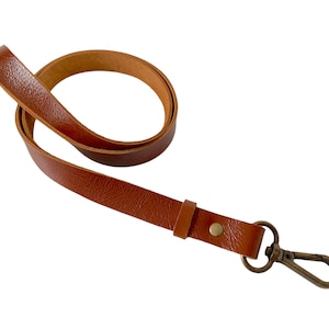 Leather lanyard. Personalized brown leather neck lanyard. Leather lanyard with id holder