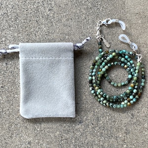 Emerald green African turquoise eyeglass beaded chain for women, necklace, bracelet, Mask Holder Lanyard