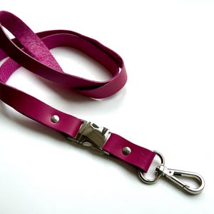 Cordón de cuero personalizado, cordón de cuero rosa separable, correa para llaves, credencial, credencial de identificación desmontable y llavero